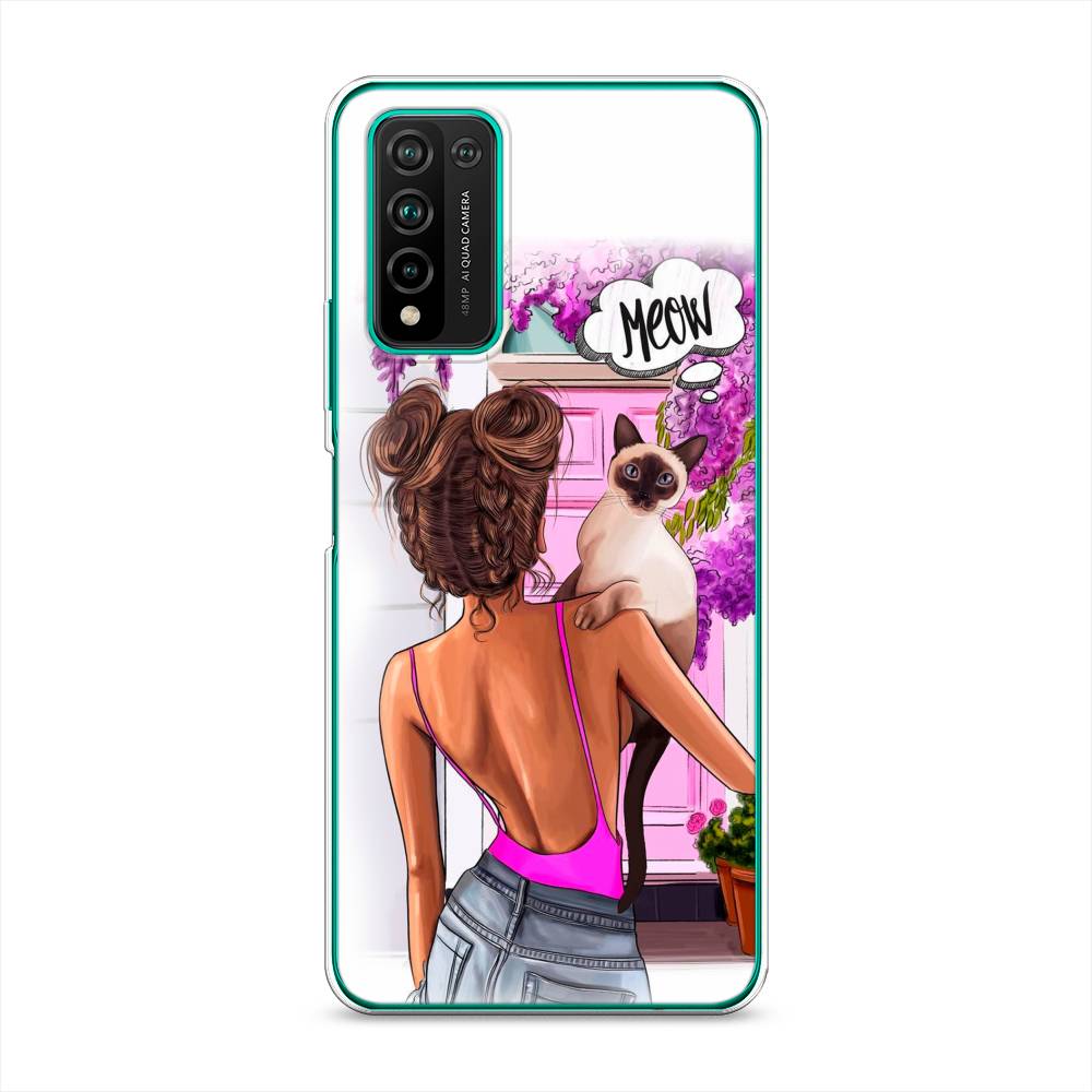 фото Чехол awog "девушка с кошкой" для honor 10x lite