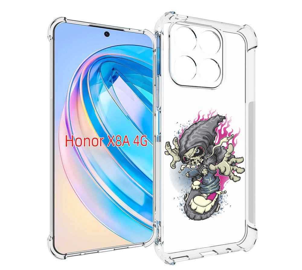 

Чехол MyPads нарисованный скелет на скейт борде для Honor X8a, Tocco