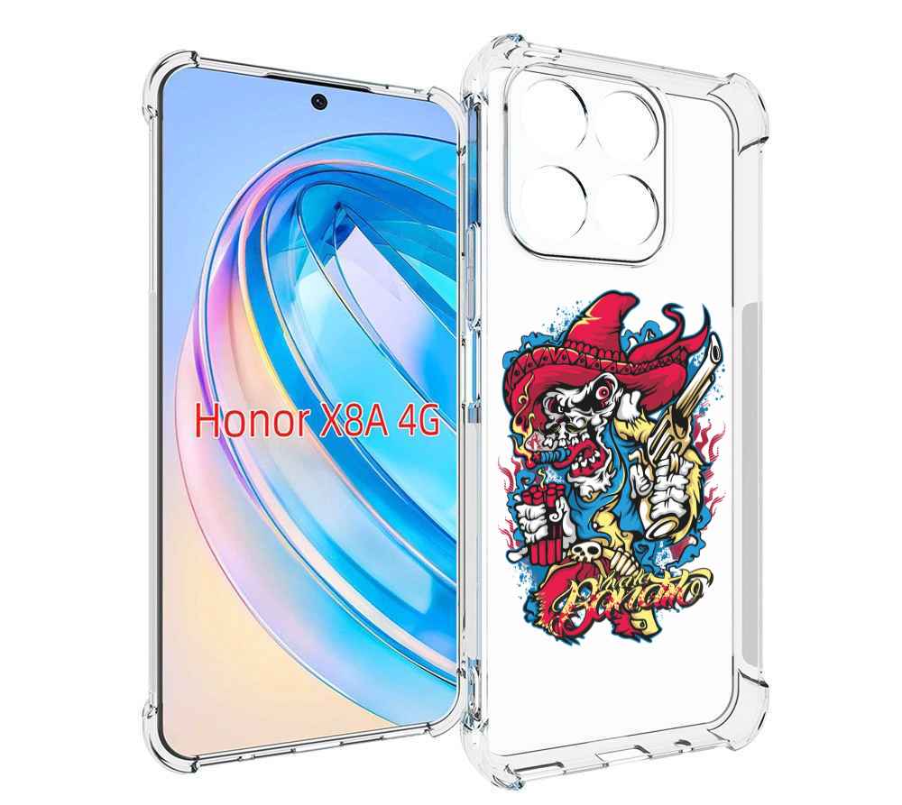 

Чехол MyPads нарисованный скелет с писталетом для Honor X8a, Tocco