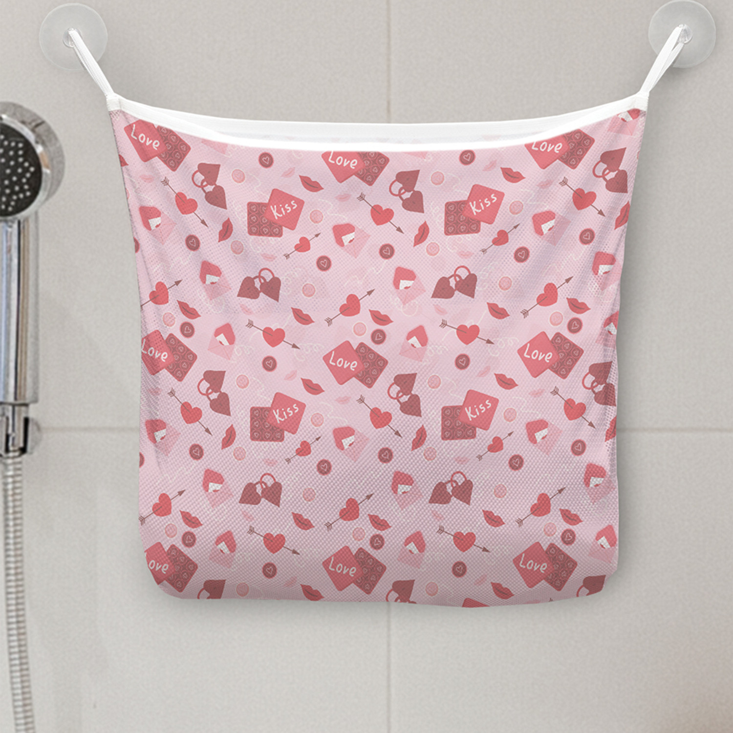 

Сетка для игрушек в ванну JoyArty Kiss love настенный органайзер на присосках 39x33 см, Розовый, Kiss love