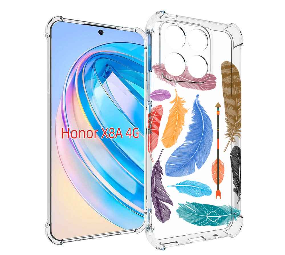 

Чехол MyPads разноцветные перья для Honor X8a, Tocco