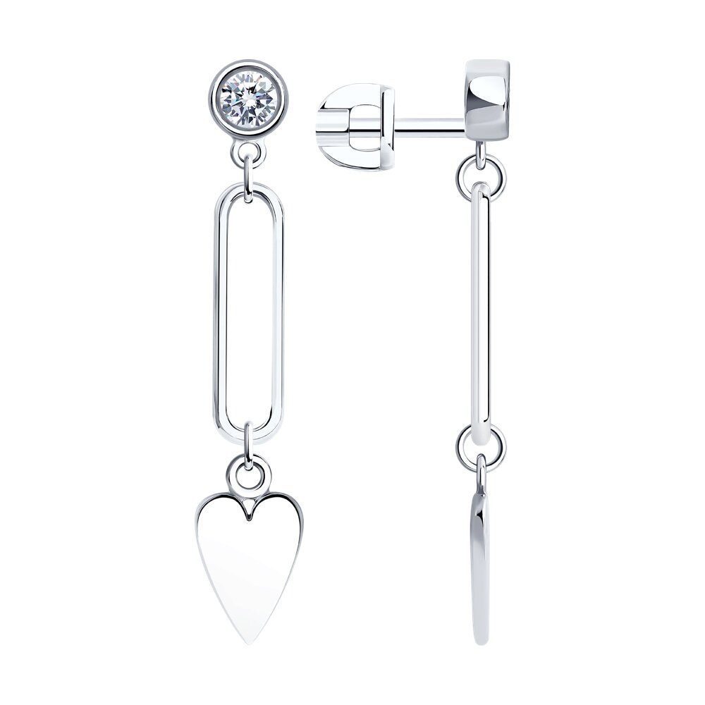 

Серьги подвески из серебра SKLV 94025951, фианит, 94025951
