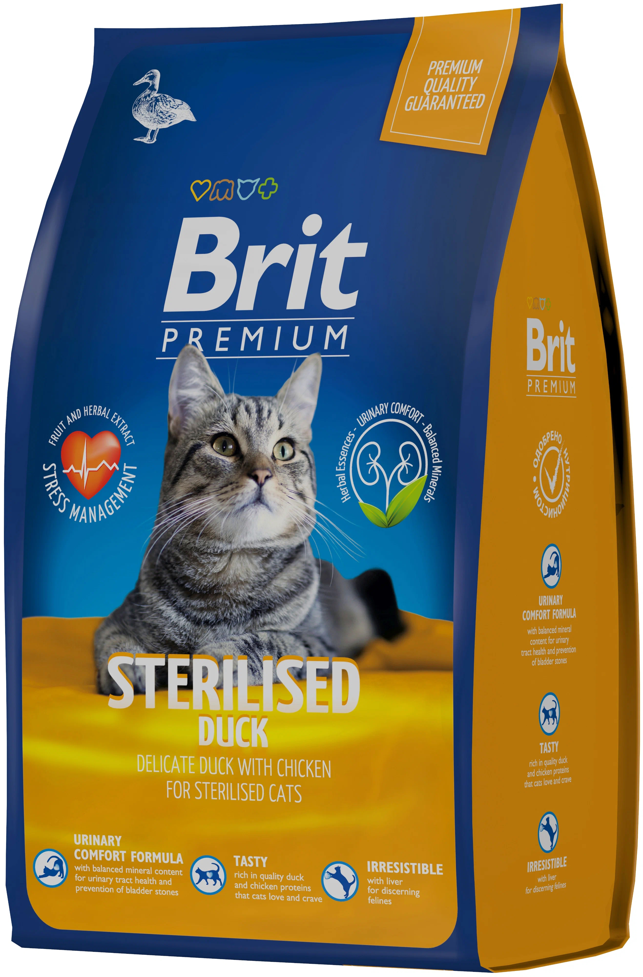 

Сухой корм для кошек Brit Premium утка, для стерилизованных, 800 г