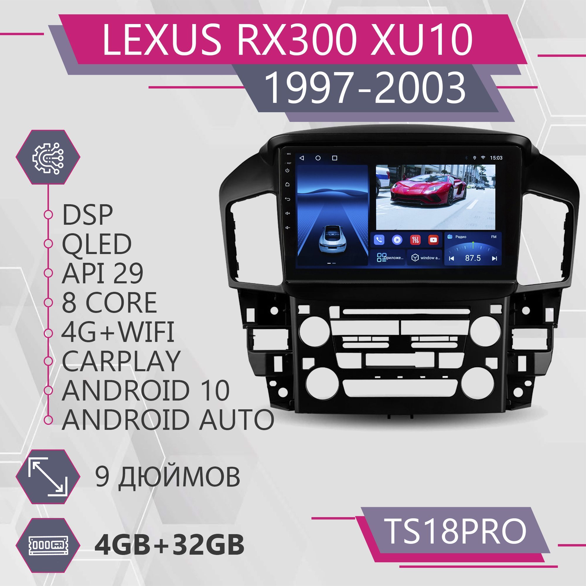 Магнитола Точка Звука TS18Pro для Lexus RX300 XU10/ Лексус 4+32GB 2din