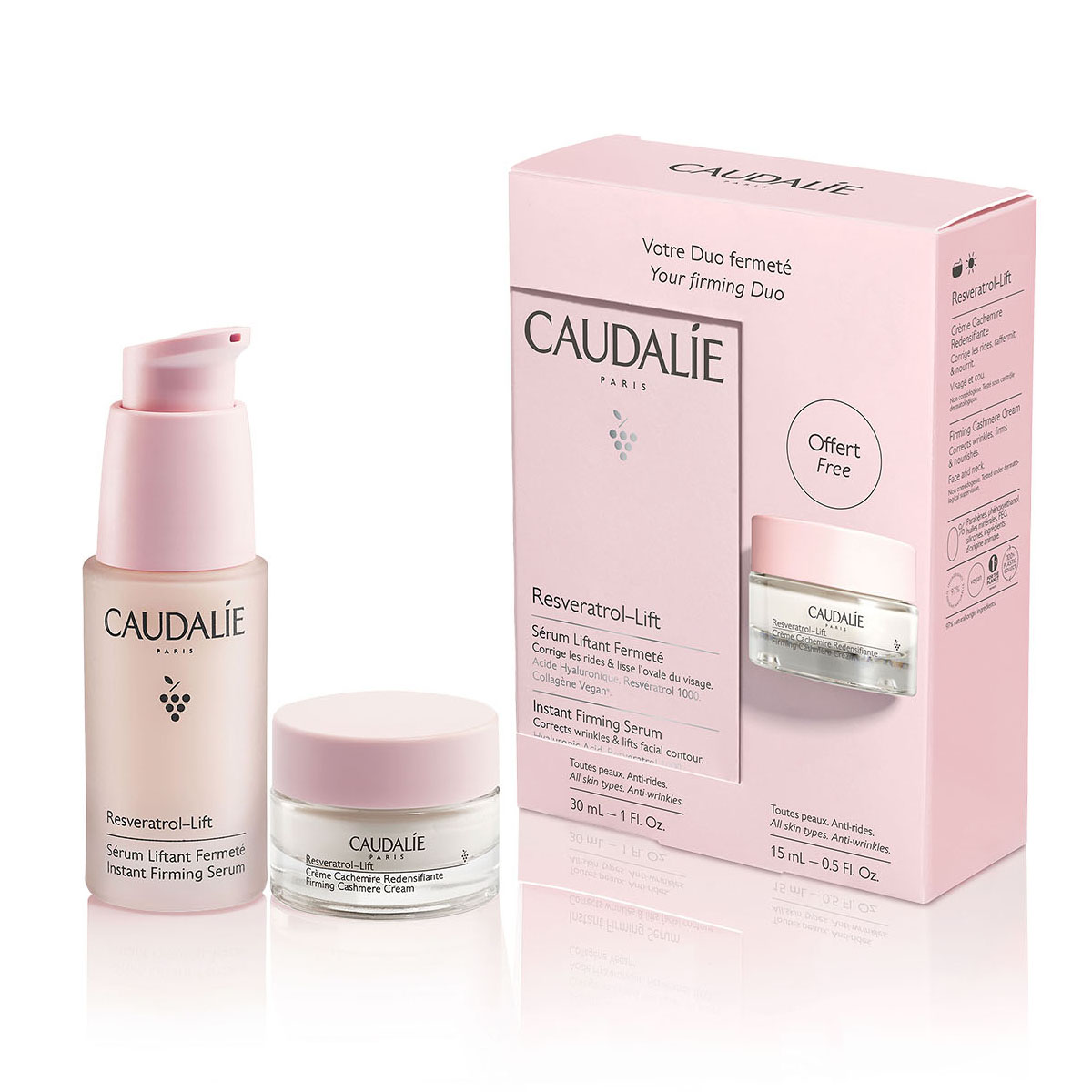 

Набор Caudalie Resveratrol-Lift: Сыворотка для лица 30мл + дневной крем-кашемир 15мл