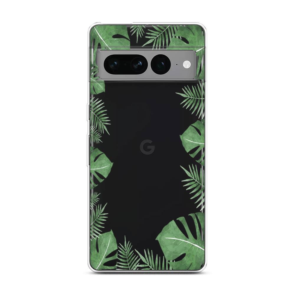 

Чехол Awog на Google Pixel 7 Pro "Листья папоротника рамка", Зеленый;прозрачный