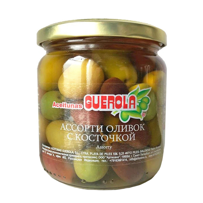 

Оливки Aceitunas Guerola Ассорти с косточкой 340г