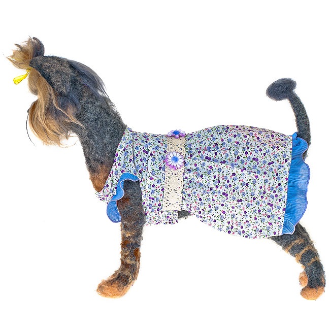 

Платье Happy Puppy Фиалка для собак (24*39*25 см., Девочка), Голубой, Фиалка