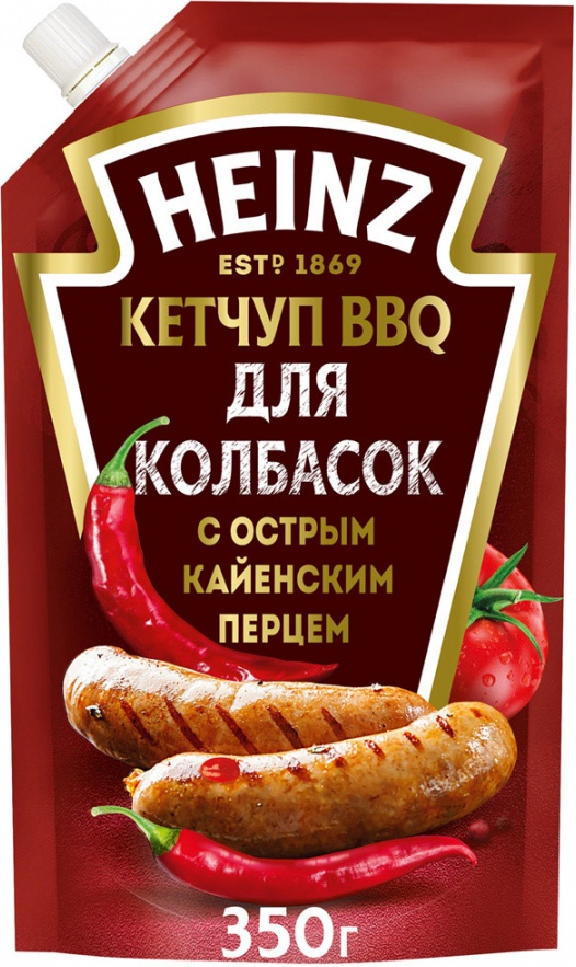 фото Кетчуп heinz bbq для колбасок с острым кайенским перцем 350г