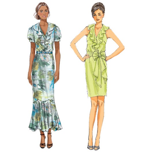 

Выкройка Butterick №5879 — Платье, декольте валаном