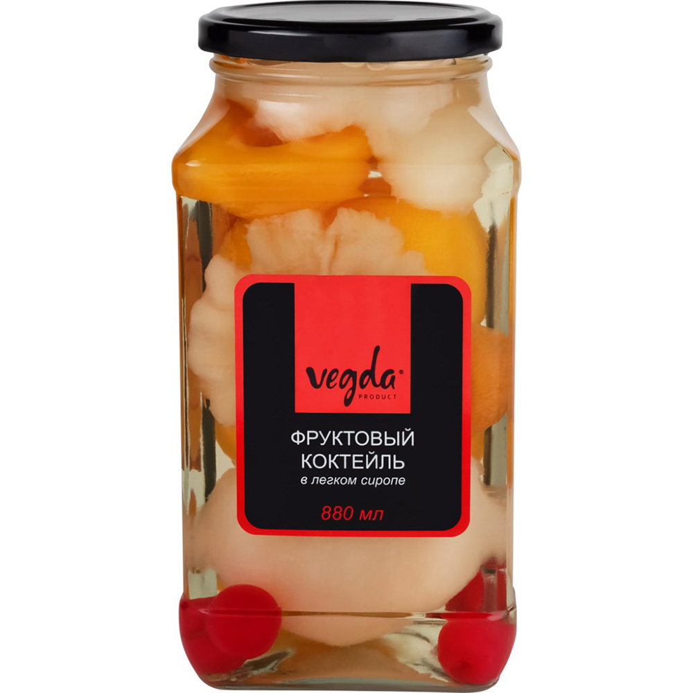 фото Коктейль vegda product фруктовый в легком сиропе 880мл