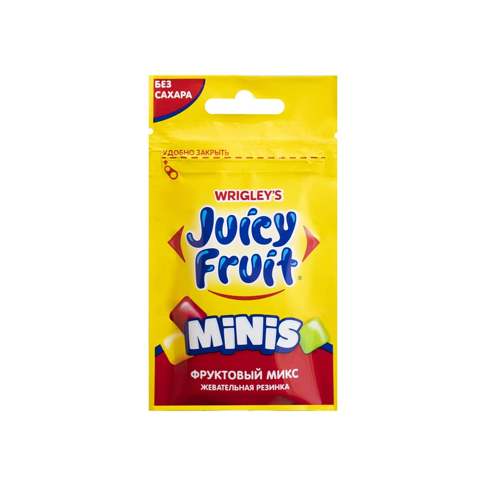 фото Жевательная резинка juicy fruit minis фруктовый микс 13.8г