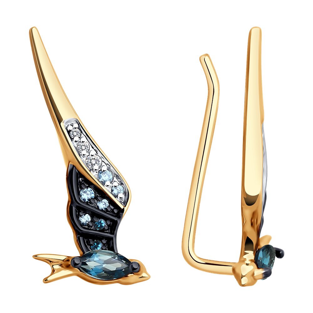 Серьги из красного золота с фианитом и топазом SOKOLOV 728685