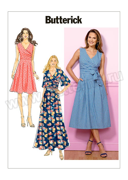 

Выкройка Butterick №6446 — Платье с драпировкой переда