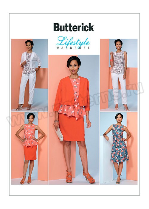 

Выкройка Butterick №6463 — Короткий жакет, Блуза, Платье, Брюки, Юбка