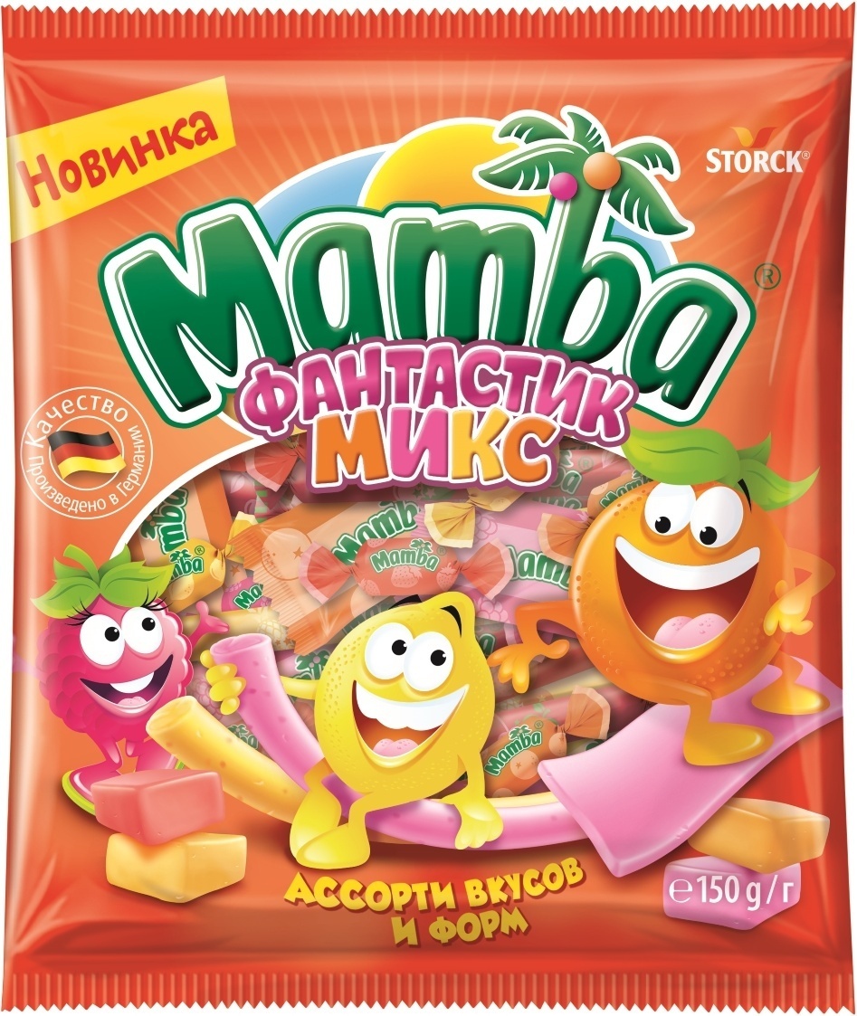 Конфеты Mamba жевательные Фантастик Микс ассорти вкусов и форм 150г