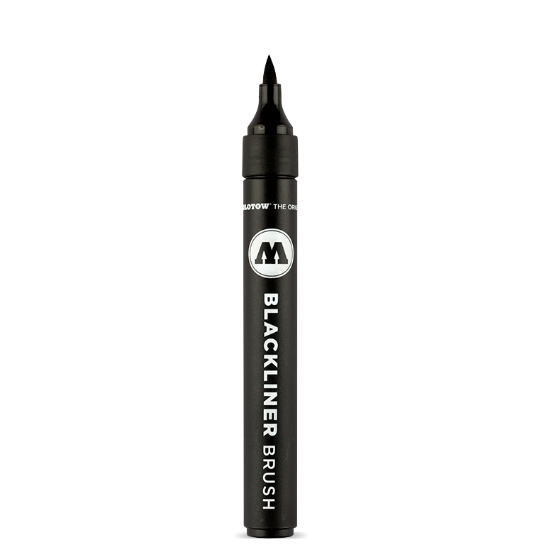 фото Маркер molotow blackliner brush черный