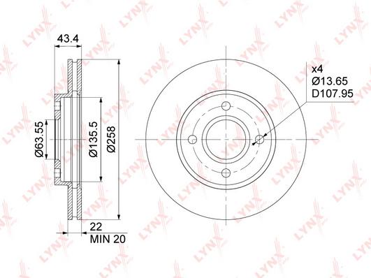 

Диск тормозной передний 258x22 подходит для ford focus i 1.4-2.0 99-04 / fiesta iv-v 1.0