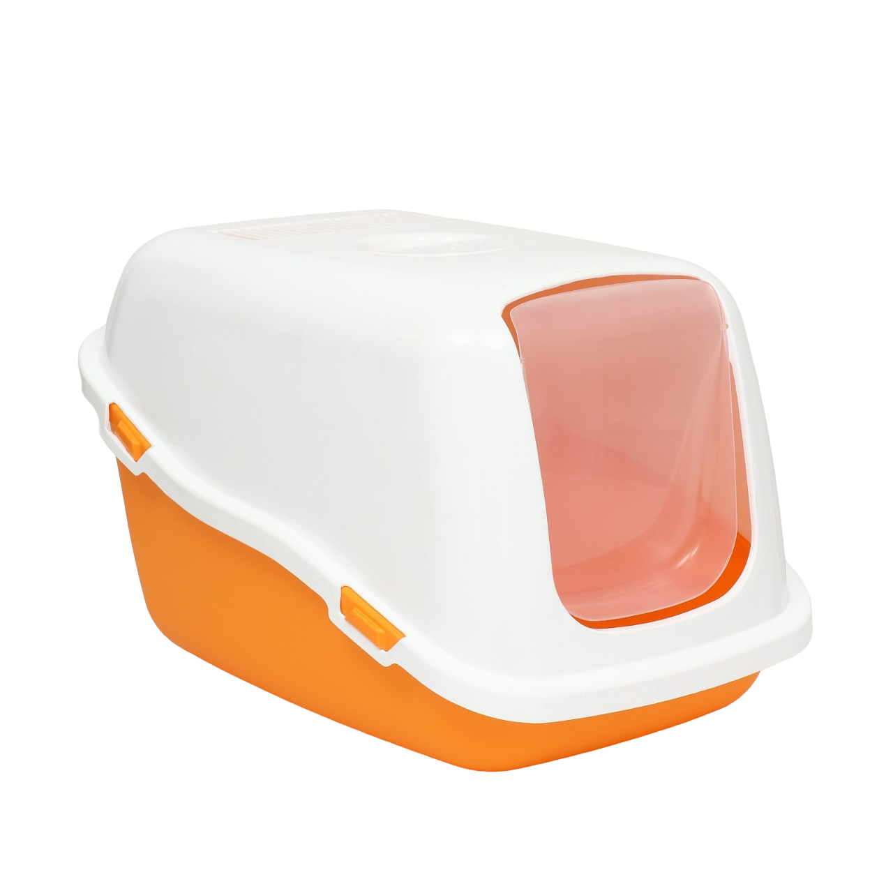 

Домик-туалет для кошек Пижон Pet-it, 57x39x38 см, оранжевый/белый