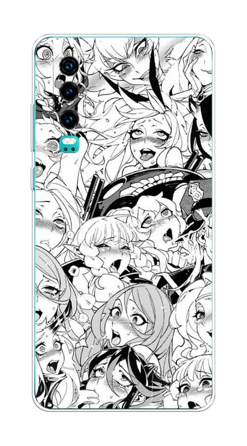 

Чехол на Huawei P30 "Ахегао манга тян", Черный;белый;серый, 68550-1