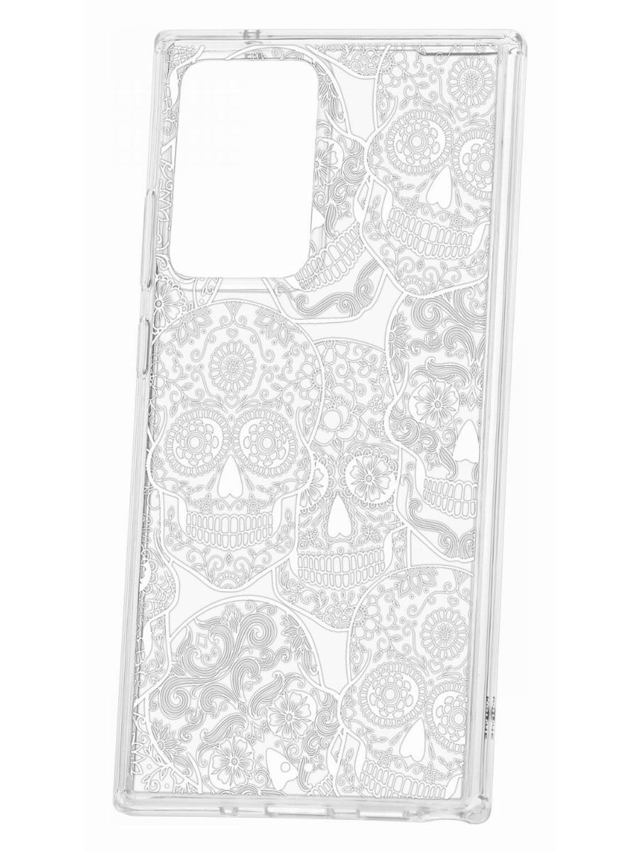 Чехол на Samsung Galaxy Note 20 Ultra Kruche Print Skull White,противоударный бампер