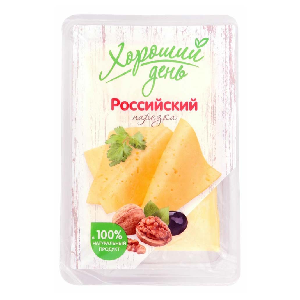 

Сыр твердый Хороший день Российский нарезка 50% 125 г