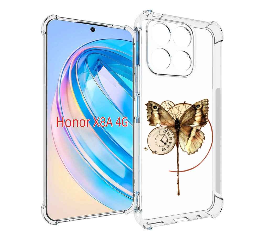 

Чехол MyPads старинные часы с бабочкой для Honor X8a, Tocco