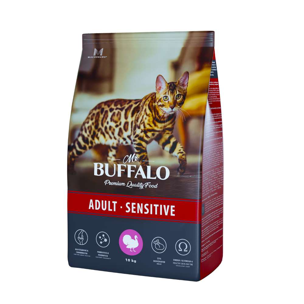 фото Сухой корм для кошек mr.buffalo adult sensitive, индейка, 10кг
