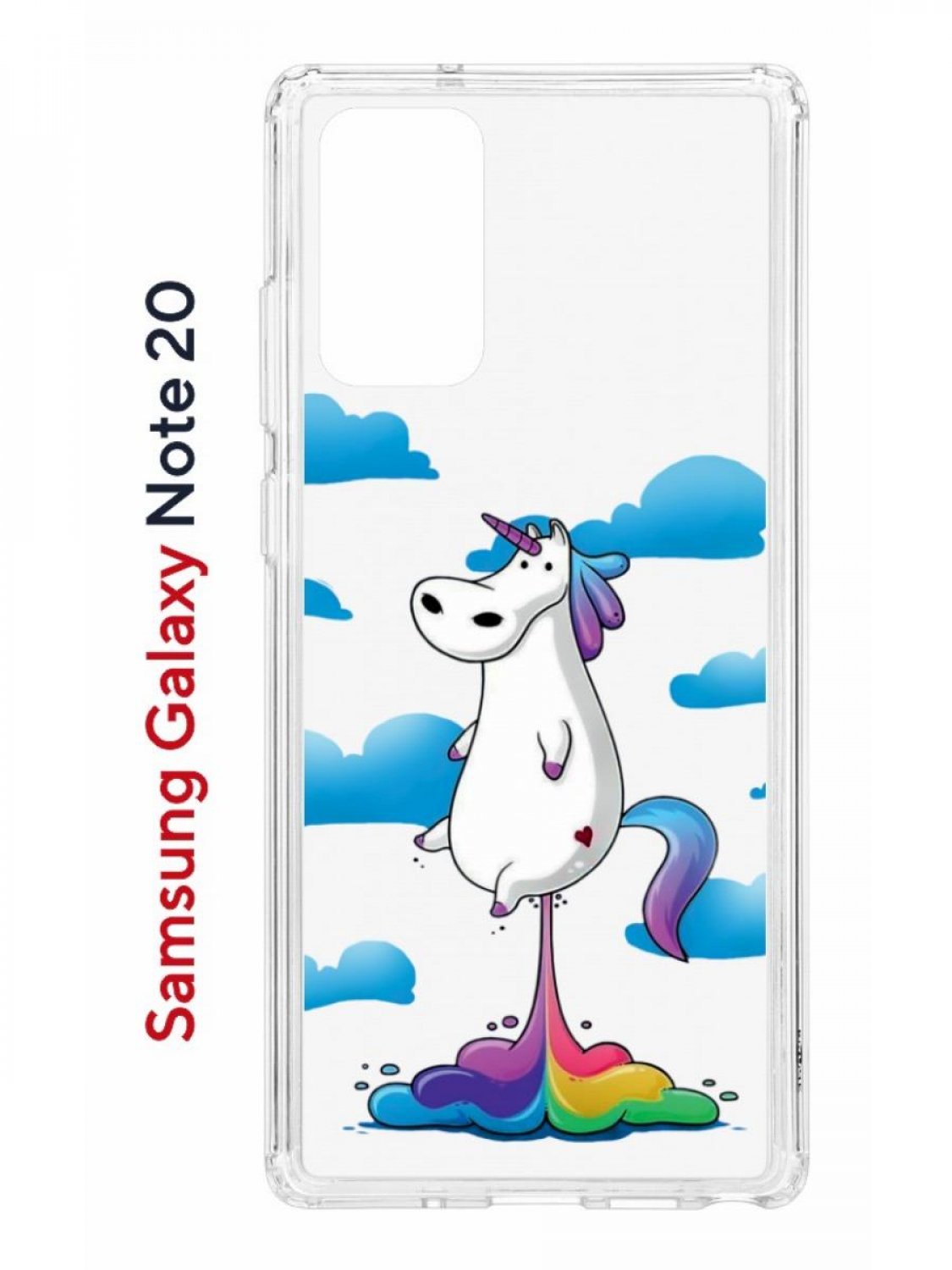 фото Чехол на samsung galaxy note 20 kruche print flying unicorn,противоударный бампер кruче