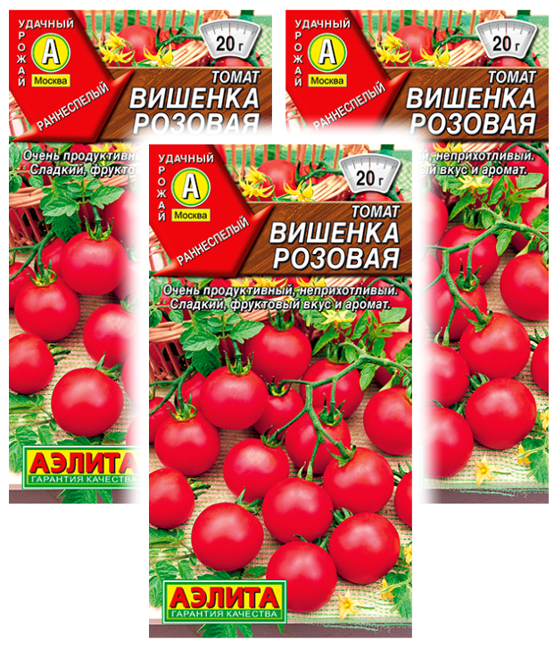 

Семена томат Аэлита Вишенка розовая 93582 3 уп., Томат