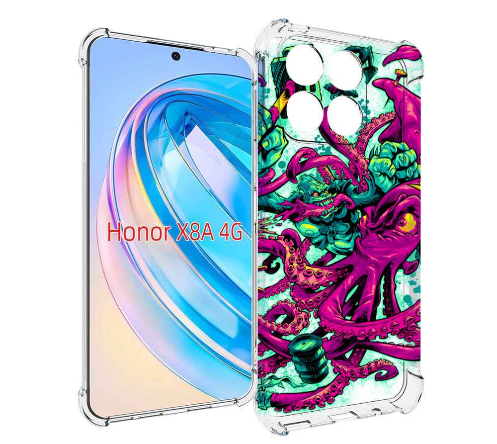 

Чехол MyPads фиолетовый кракен для Honor X8a, Tocco