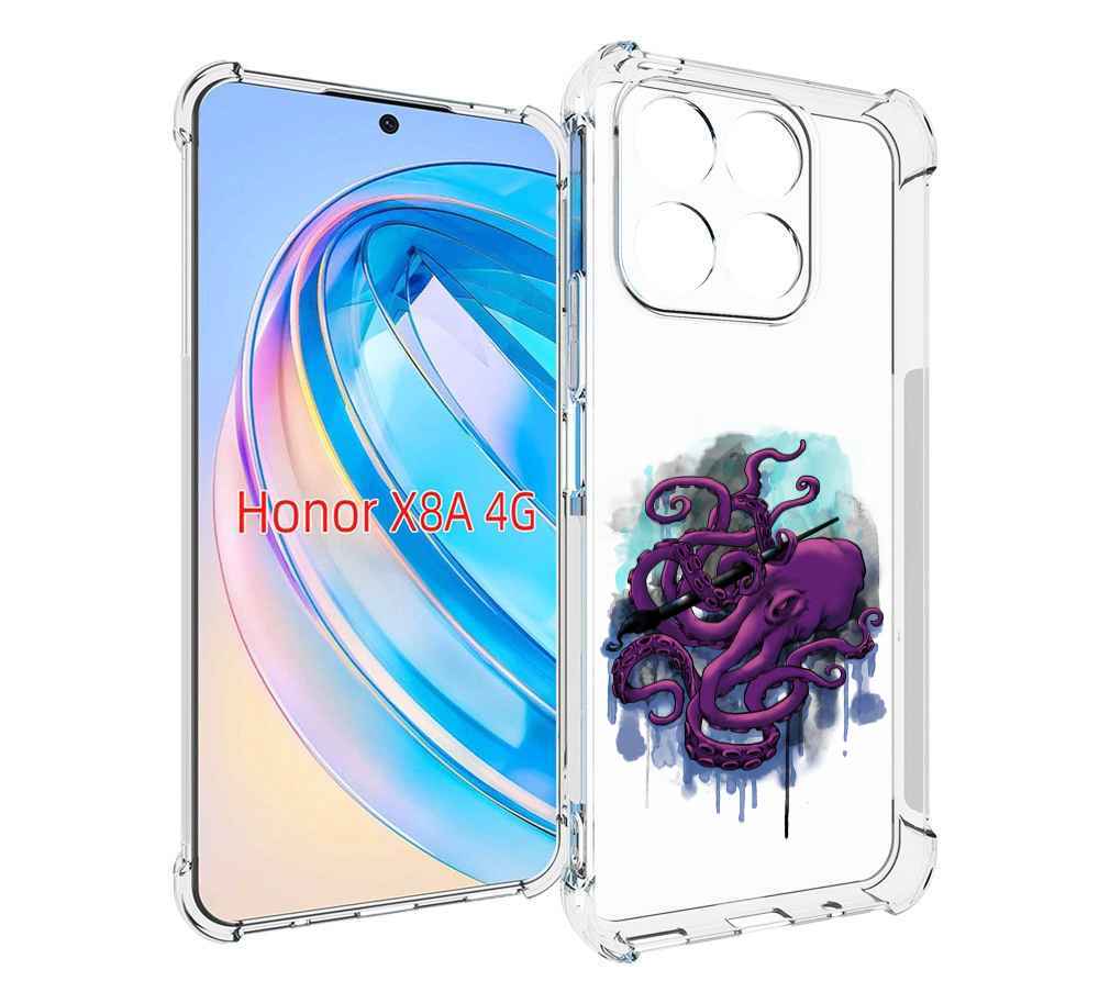 

Чехол MyPads фиолетовый осьминог для Honor X8a, Tocco