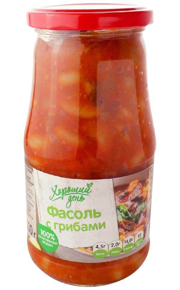 

Фасоль Хороший день с грибами 530 г