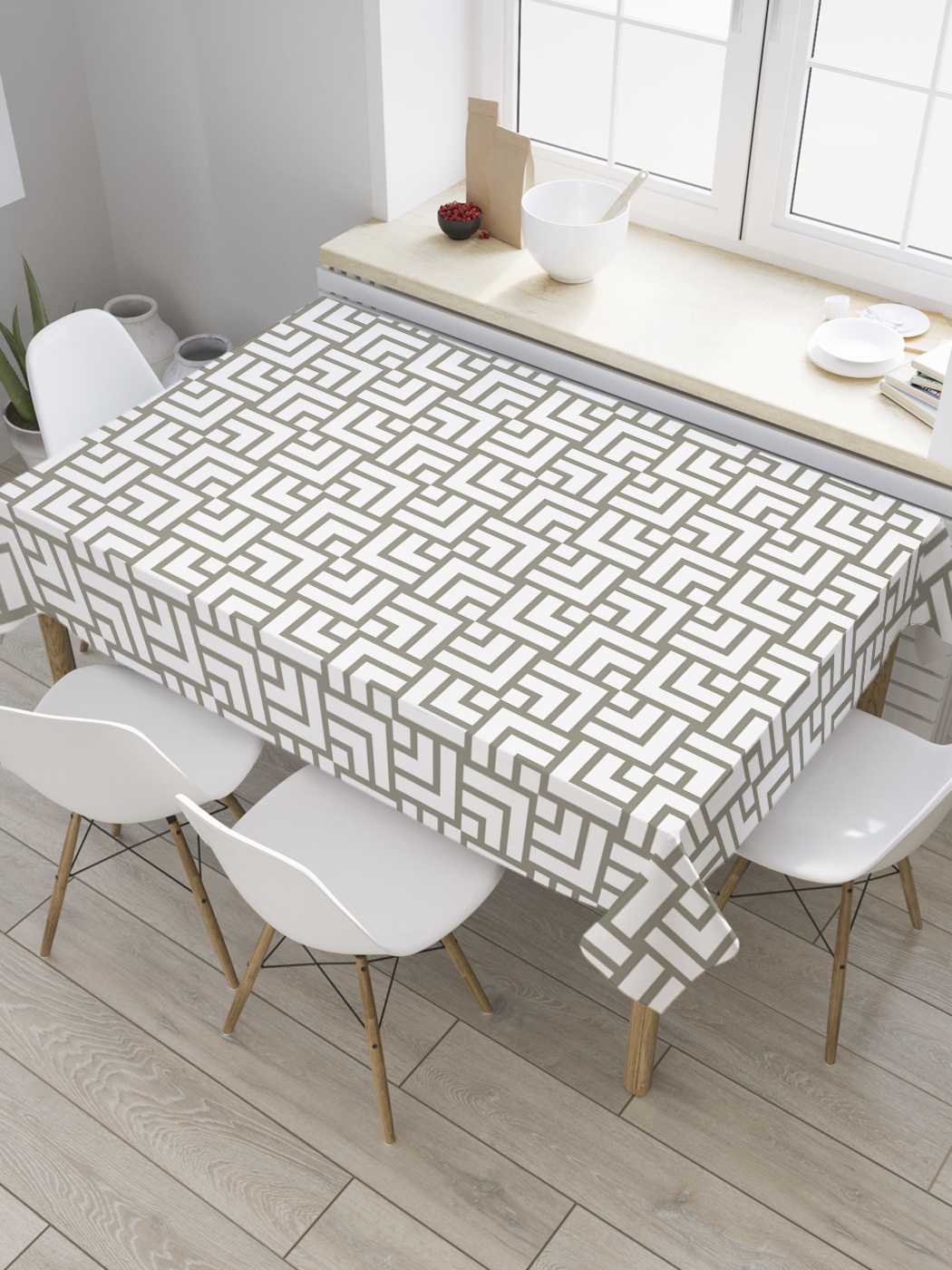 

Скатерть прямоугольная JoyArty "Сложное сплетение" из оксфорда, 180x145 см, Белый, Сложное сплетение