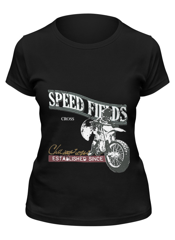 

Футболка женская Printio Мото...speed fields... черная XL, Черный, Мото...speed fields...