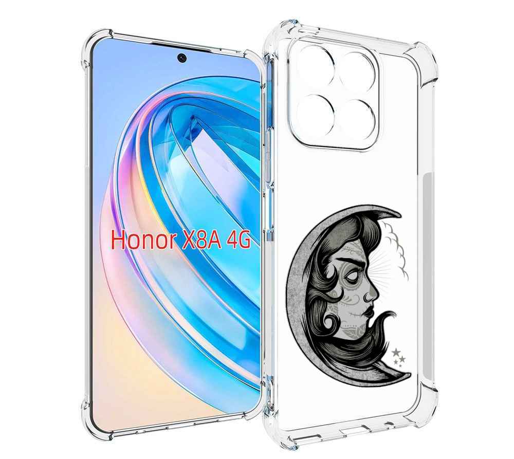 

Чехол MyPads черно белая луна с лицом для Honor X8a, Tocco