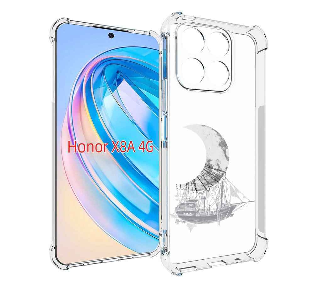 

Чехол MyPads черно белый корабль полумесяц для Honor X8a, Tocco