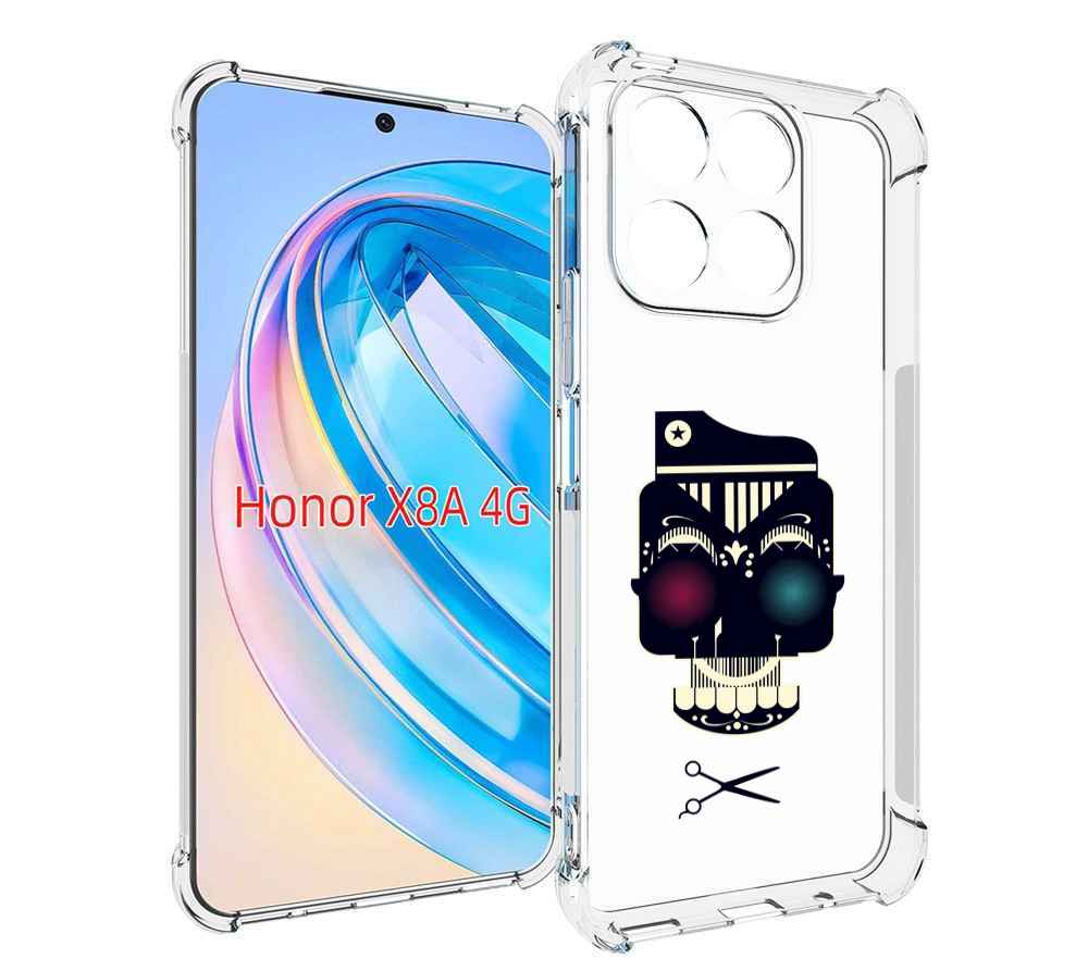 

Чехол MyPads черно белый скелет с яркими глазами для Honor X8a, Tocco