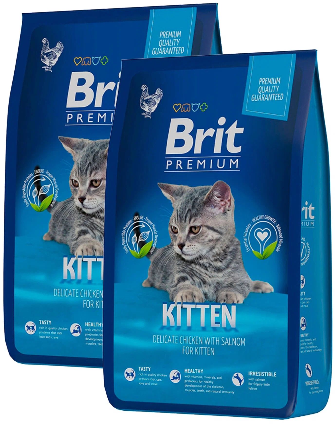 Сухой корм для котят Brit Premium Cat Kitten с курицей и лососем, 2 шт по 2 кг