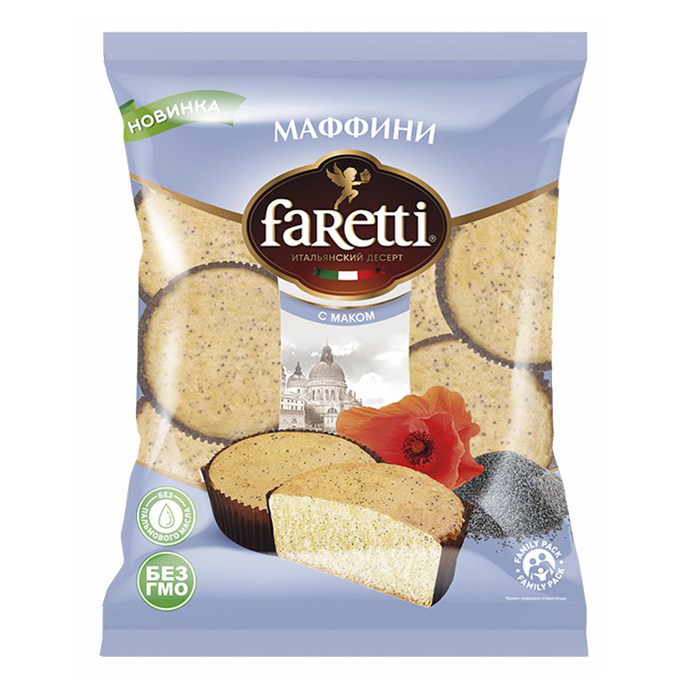 

Маффины Faretti бисквитные с маком 450 г