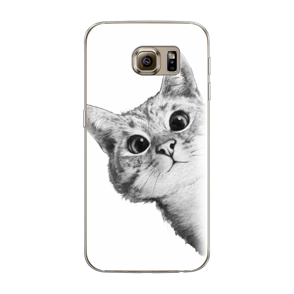 

Чехол Awog на Samsung Galaxy S6 "Кот рисунок черно-белый", Черный, 24350-1