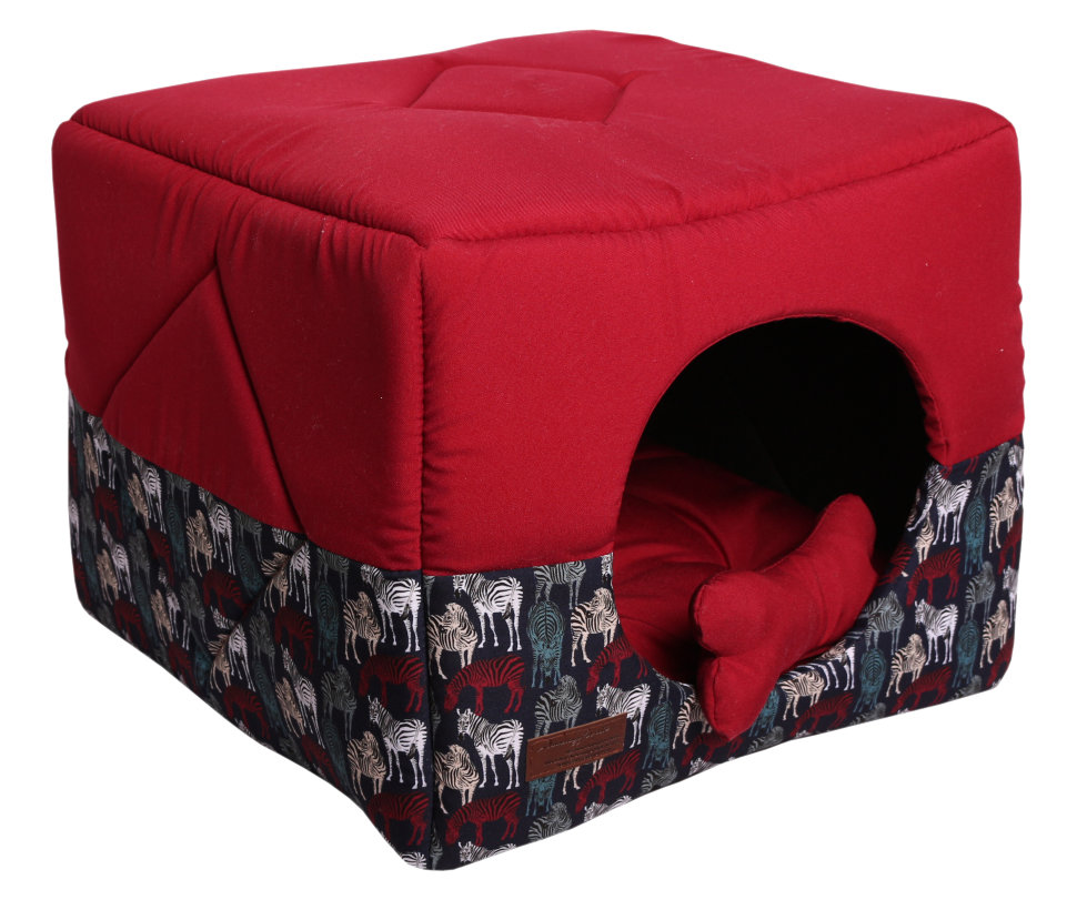

Лежанка для кошки Lion Кубик LM4030-036 текстиль, красный, 45x45x45см