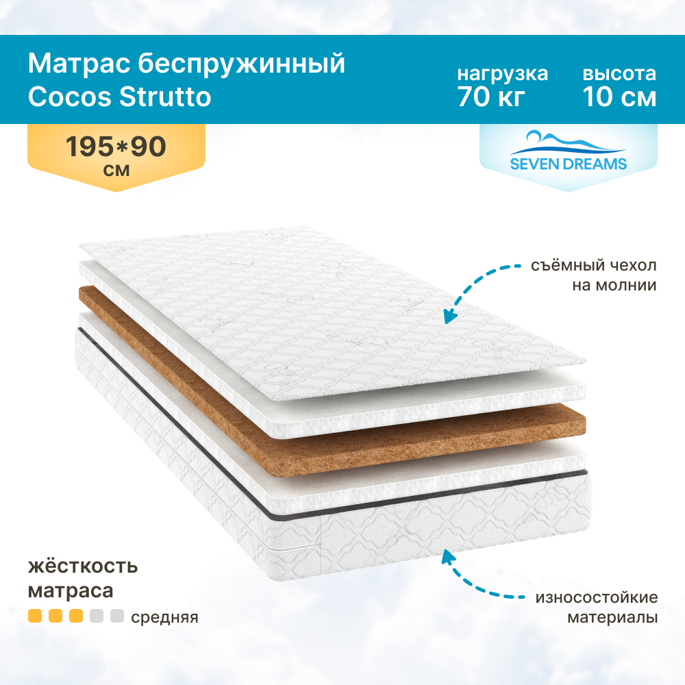 

Матрас SevenDreams Cocos Strutto 90 на 195 см, Cocos Strutto