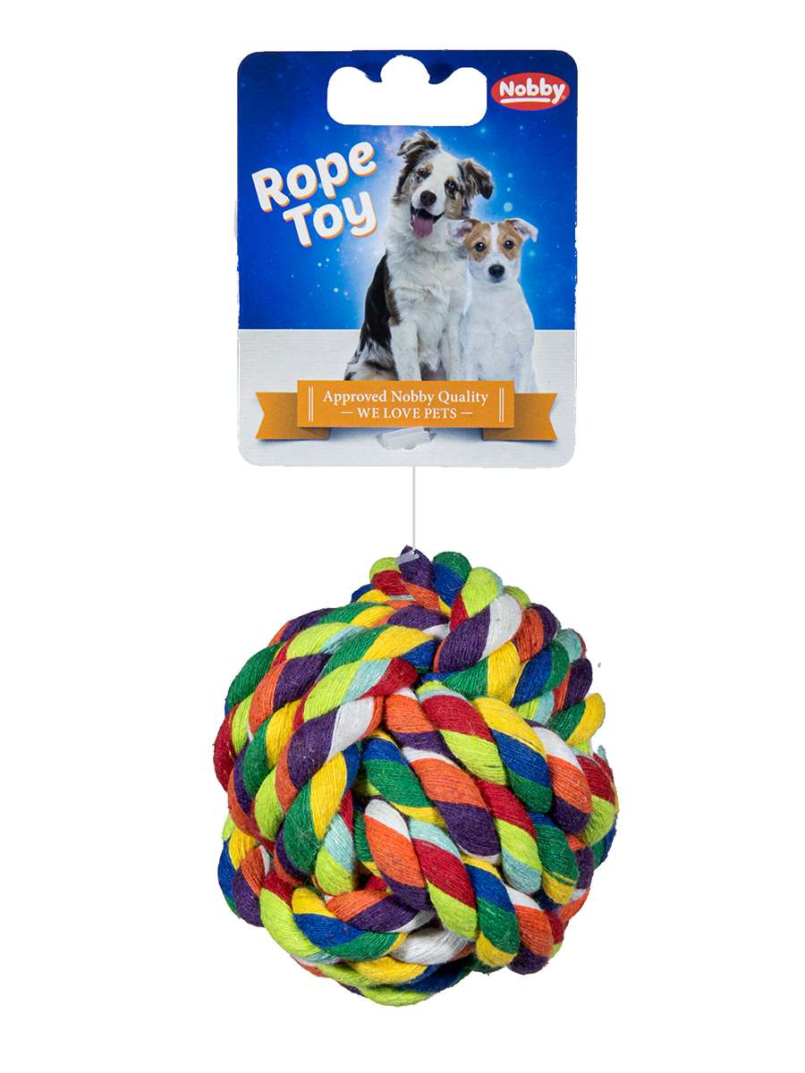 фото Мяч плетеный для собак nobby, разноцветный, 7.5 см