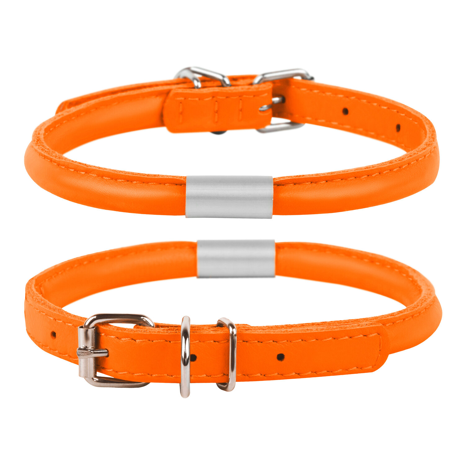 фото Ошейник для собак collar glamour круглый с адресником оранжевый 6 мм, длина 17-20 см