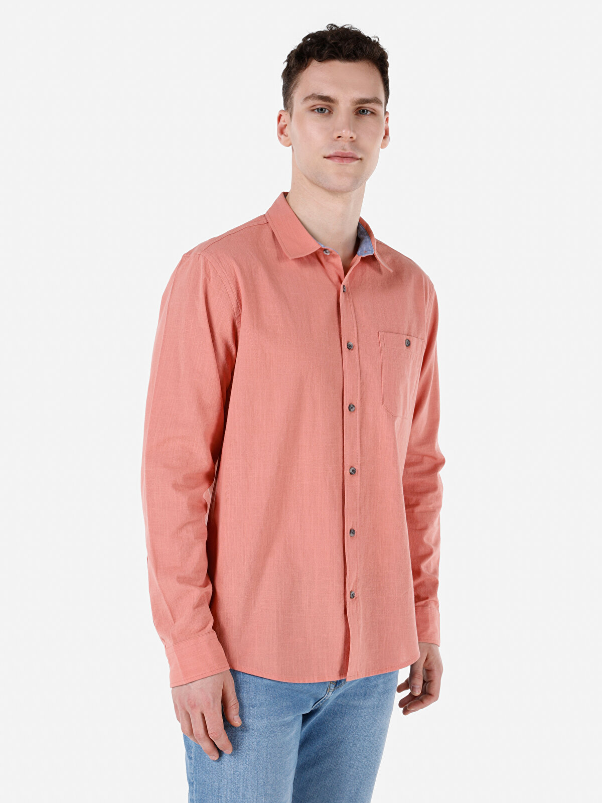 

Рубашка мужская Colin's CL1068392 розовая M, Розовый, CL1068392