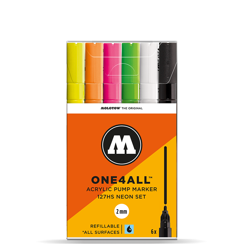 

Набор Маркеров Molotow ONE4ALL 127HS 6 штук Neon Kit, Разноцветный, One4all 127HS 6шт NEON KIT