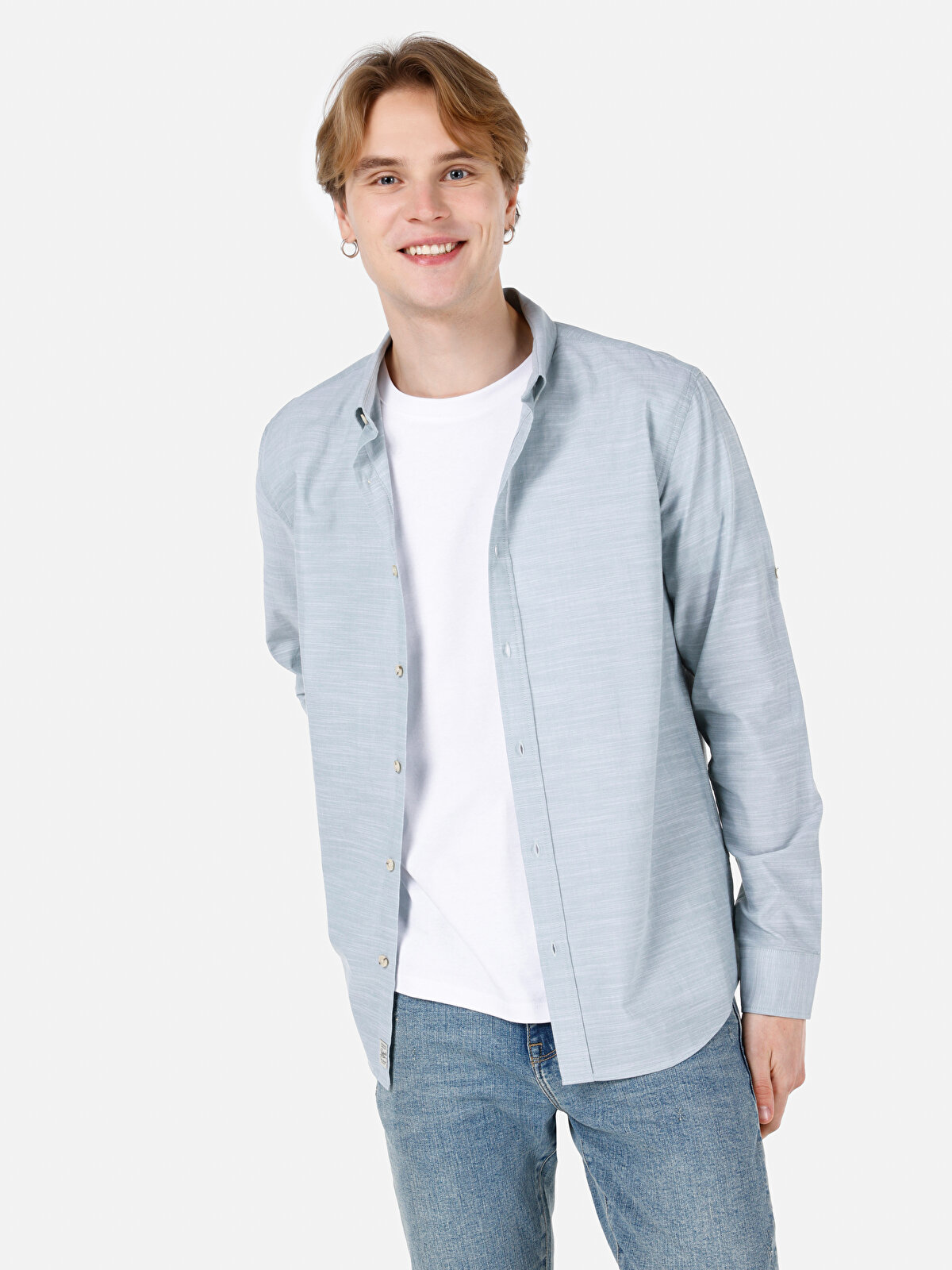 

Рубашка мужская Colin's CL1058567 голубая XL, Голубой, CL1058567