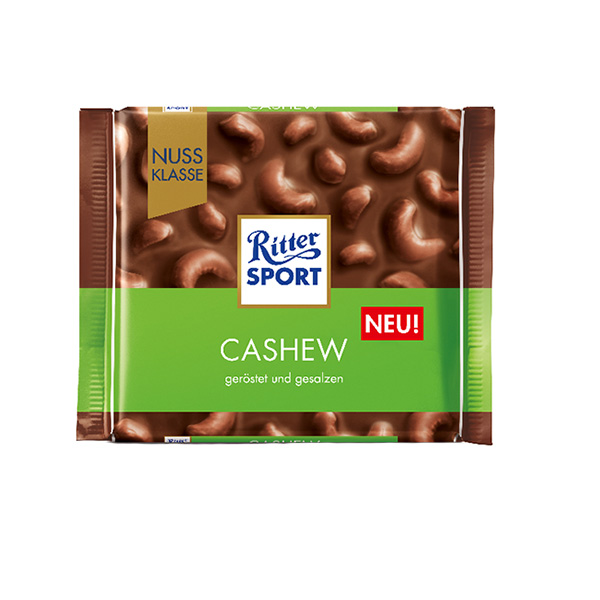 фото Шоколад ritter sport молочный с кусочками соленого кешью 100г