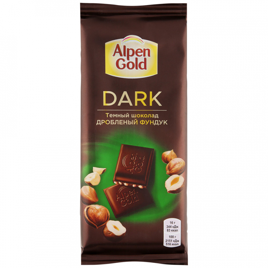 Шоколад Alpen Gold Dark Темный с дробленым фундуком 80г
